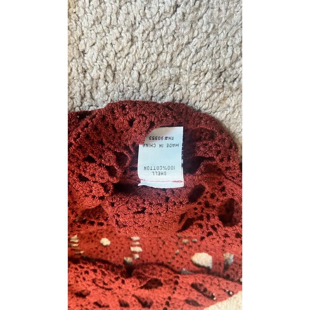 Rebellion Again Rust Orange Crochet Crop Top Small - Picture 8 of 10